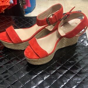 Via Spiga Red Espadrille Wedge Sandals